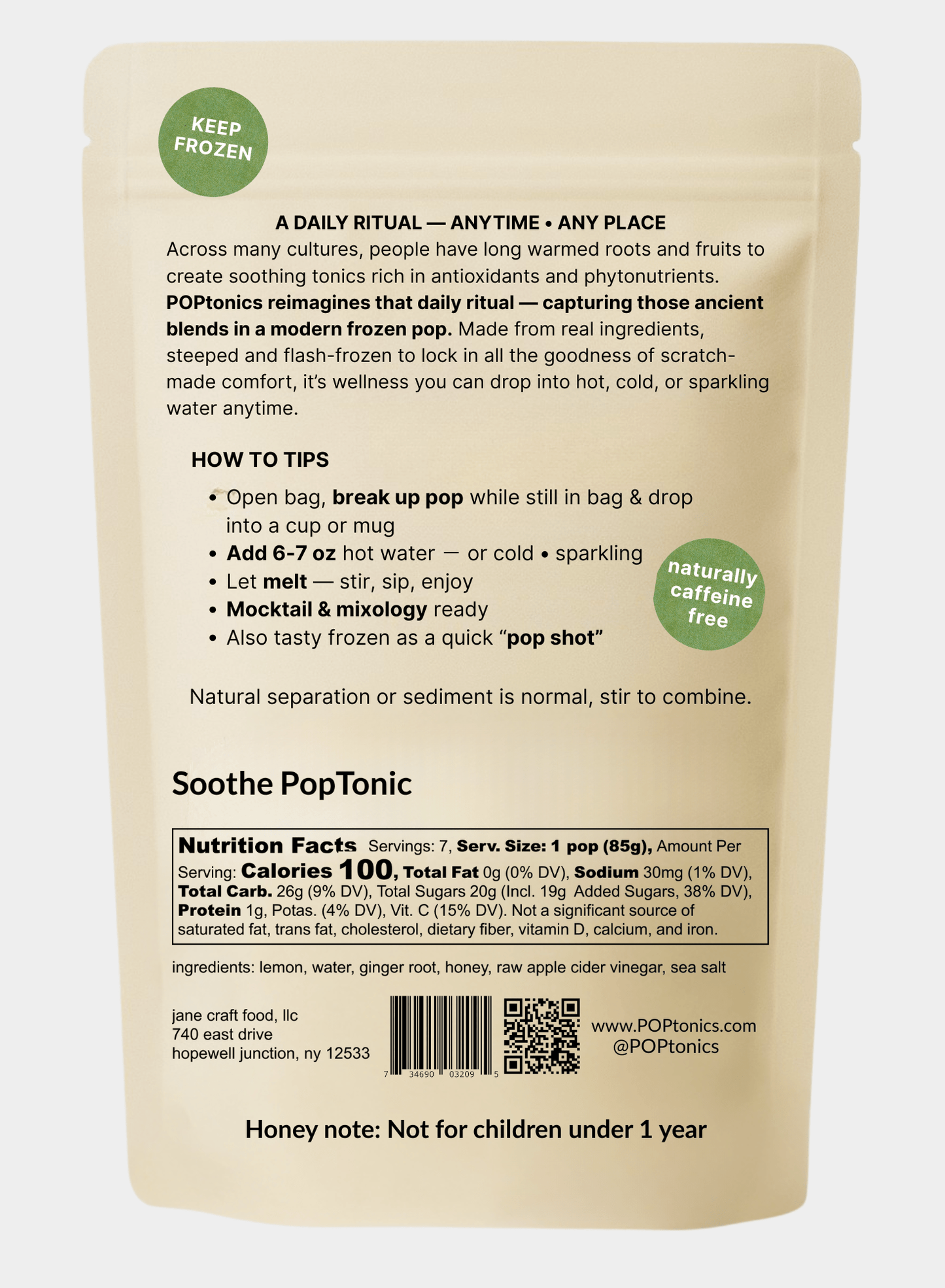 Soothe POPtonics – 7 Pack (Ginger • Lemon • Honey) - PopTonics
